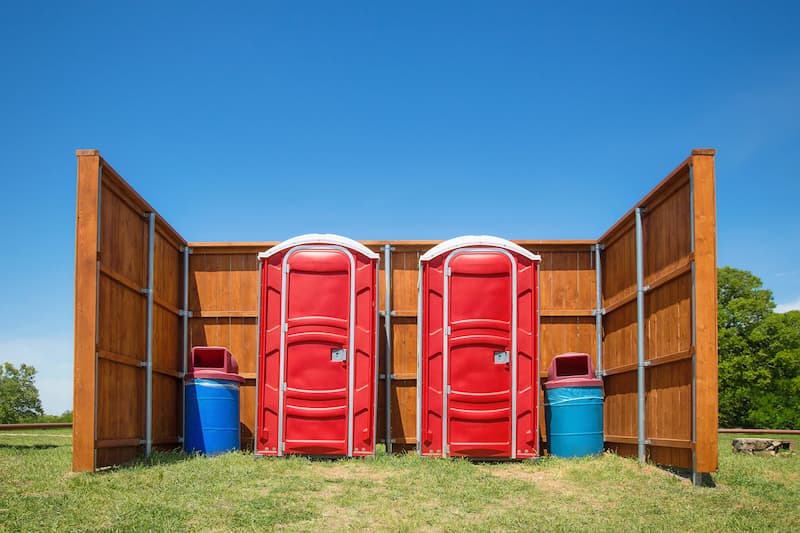 Short-term porta potty units staged for delivery in Waco, Texas